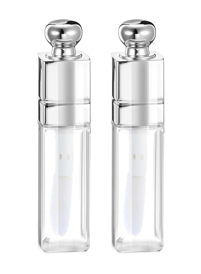 Qulkws 2 Pcs 8ml Empty Lip Gloss Tubes Clear Lip Gloss Tubes with Wand Clear Refillable Lips Balm Bottles Mini Lipstick Containers Refillable Lips Balm Glosses Containers for DIY Makeup - Image 1